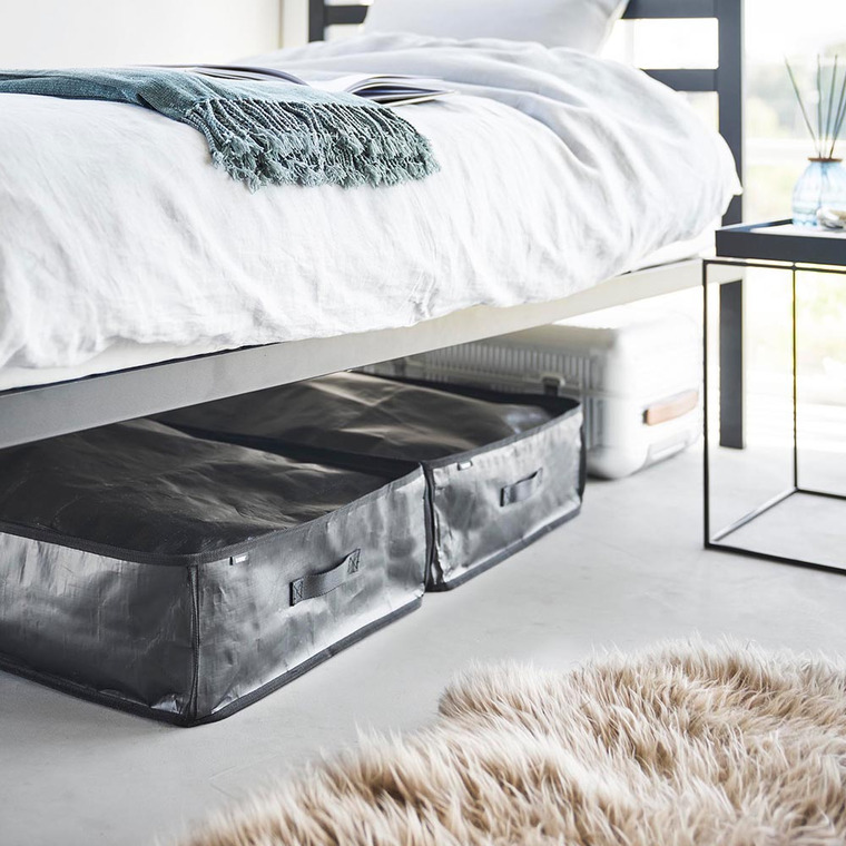 山崎実業 tower ポリエチレンシート ソファ&ベッド下収納ケース タワー 2個組 収納 送料無料 1915 1916 ライトグレー ブラック