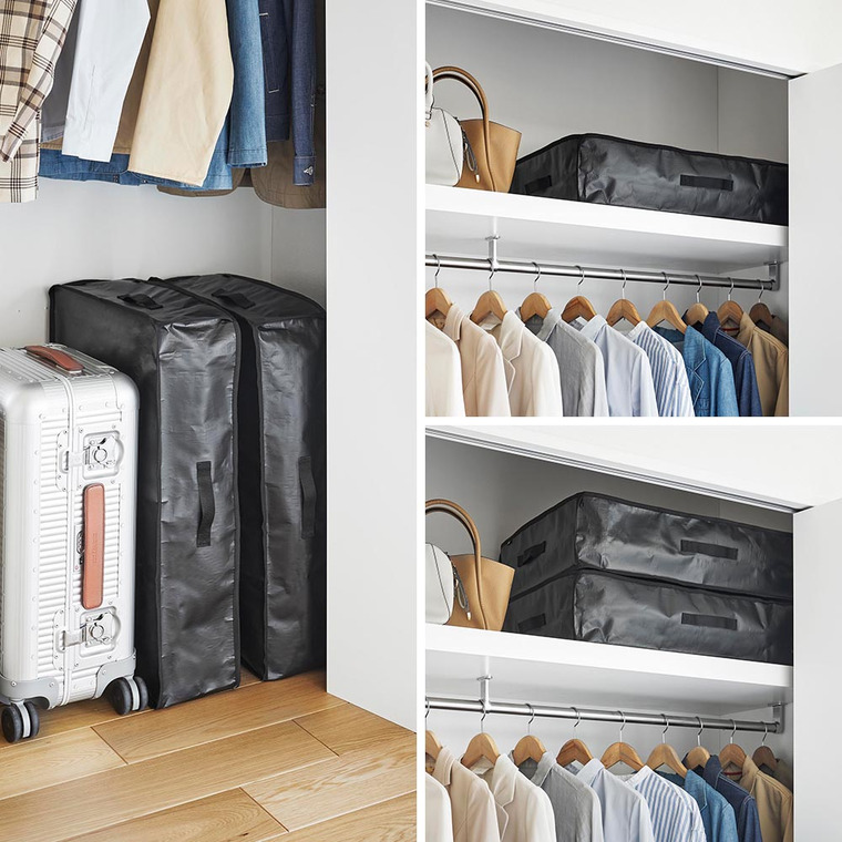 山崎実業 tower ポリエチレンシート ソファ&ベッド下収納ケース タワー 2個組 収納 送料無料 1915 1916 ライトグレー ブラック