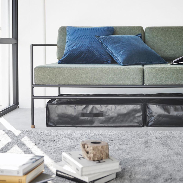 山崎実業 tower ポリエチレンシート ソファ&ベッド下収納ケース タワー 2個組 収納 送料無料 1915 1916 ライトグレー ブラック