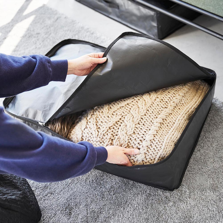 山崎実業 tower ポリエチレンシート ソファ&ベッド下収納ケース タワー 2個組 収納 送料無料 1915 1916 ライトグレー ブラック