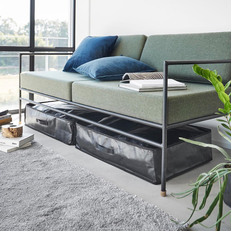 山崎実業 tower ポリエチレンシート ソファ&ベッド下収納ケース タワー 2個組 収納 送料無料 1915 1916 ライトグレー ブラック