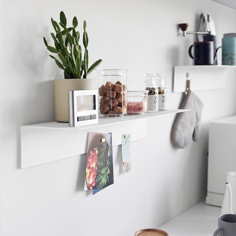 （土・日発送可） マグネットが付くウォールラックW50 タワー 石こうボード壁対応 山崎実業 公式 tower 1929 1930 ホワイト ブラック / 幅50cm ウォールシェルフ 送料無料