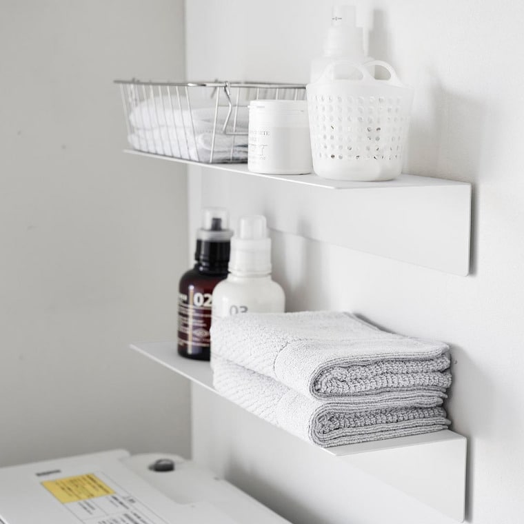 （土・日発送可） マグネットが付くウォールラックW50 タワー 石こうボード壁対応 山崎実業 公式 tower 1929 1930 ホワイト ブラック / 幅50cm ウォールシェルフ 送料無料