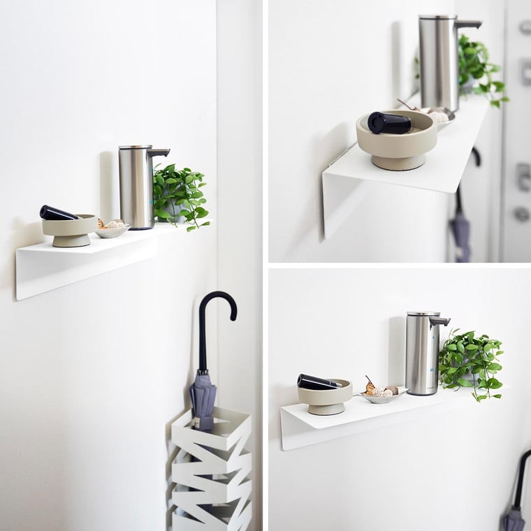 （土・日発送可） マグネットが付くウォールラックW50 タワー 石こうボード壁対応 山崎実業 公式 tower 1929 1930 ホワイト ブラック / 幅50cm ウォールシェルフ 送料無料