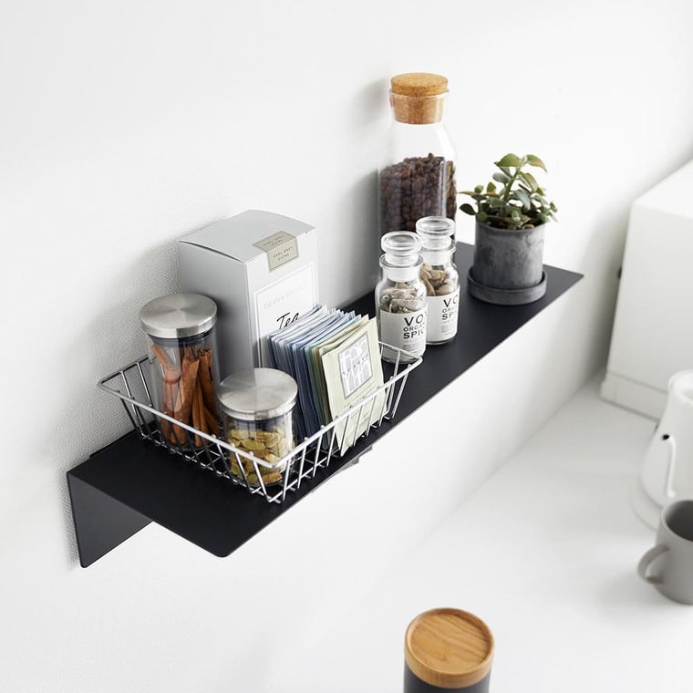 （土・日発送可） マグネットが付くウォールラックW50 タワー 石こうボード壁対応 山崎実業 公式 tower 1929 1930 ホワイト ブラック / 幅50cm ウォールシェルフ 送料無料