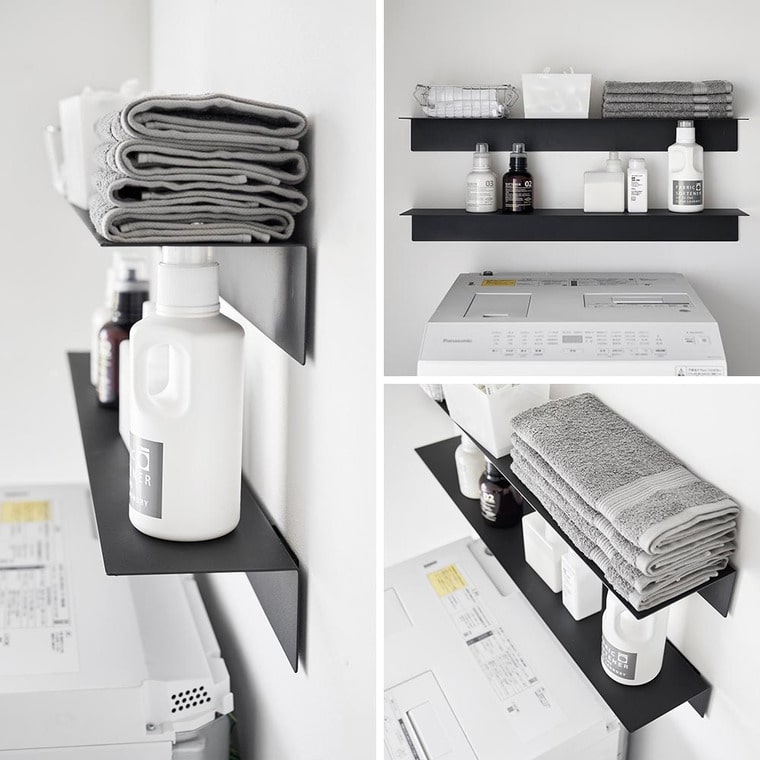 マグネットが付くウォールラックW90 タワー 石こうボード壁対応 山崎実業 公式 tower 1931 1932 ホワイト ブラック / 幅90cm ウォールシェルフ 送料無料