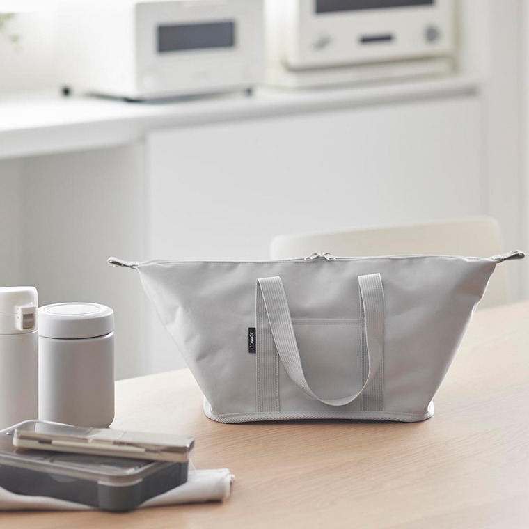 山崎実業 tower スーパー・コンビニ弁当がそのまま入る洗えるお弁当バッグ タワー 送料無料 1939 1940 ライトグレー ブラック