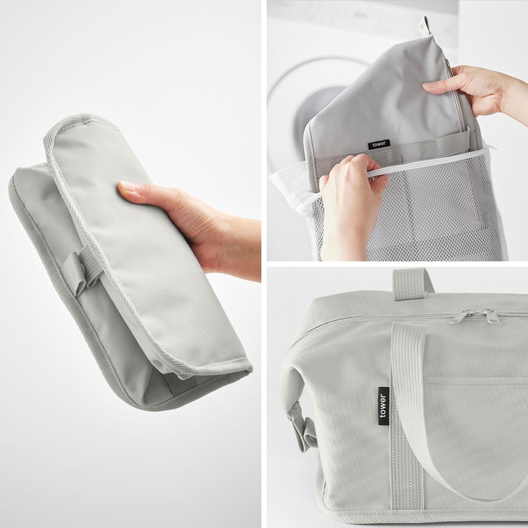 山崎実業 tower スーパー・コンビニ弁当がそのまま入る洗えるお弁当バッグ タワー 送料無料 1939 1940 ライトグレー ブラック