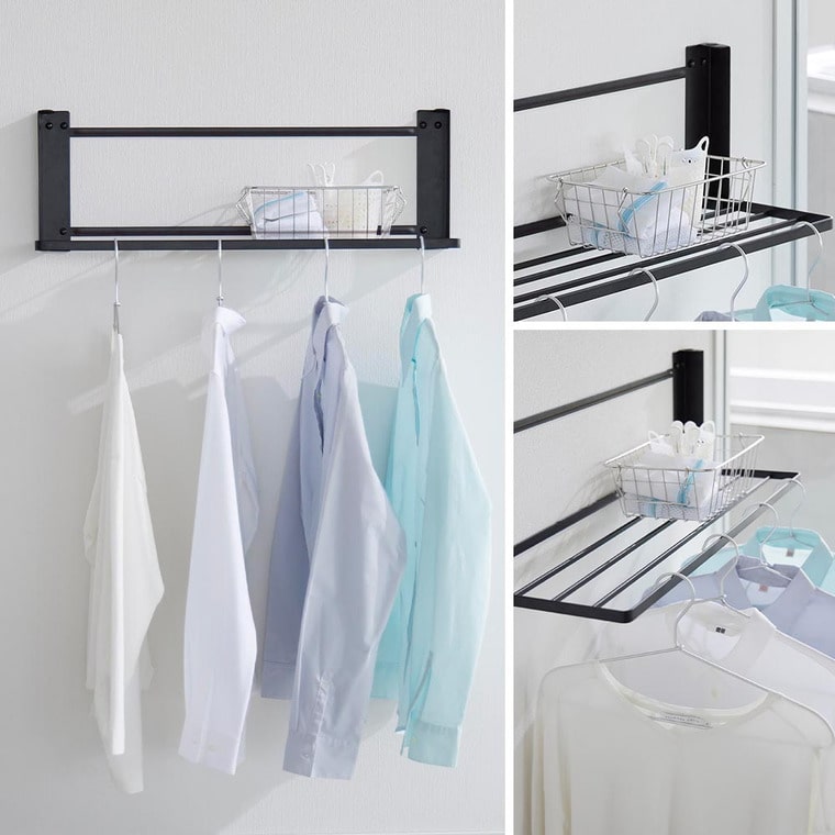 ウォール折り畳みバスタオルラック タワー 石こうボード壁対応 山崎実業 公式 tower 1941 1942 ホワイト ブラック / 送料無料