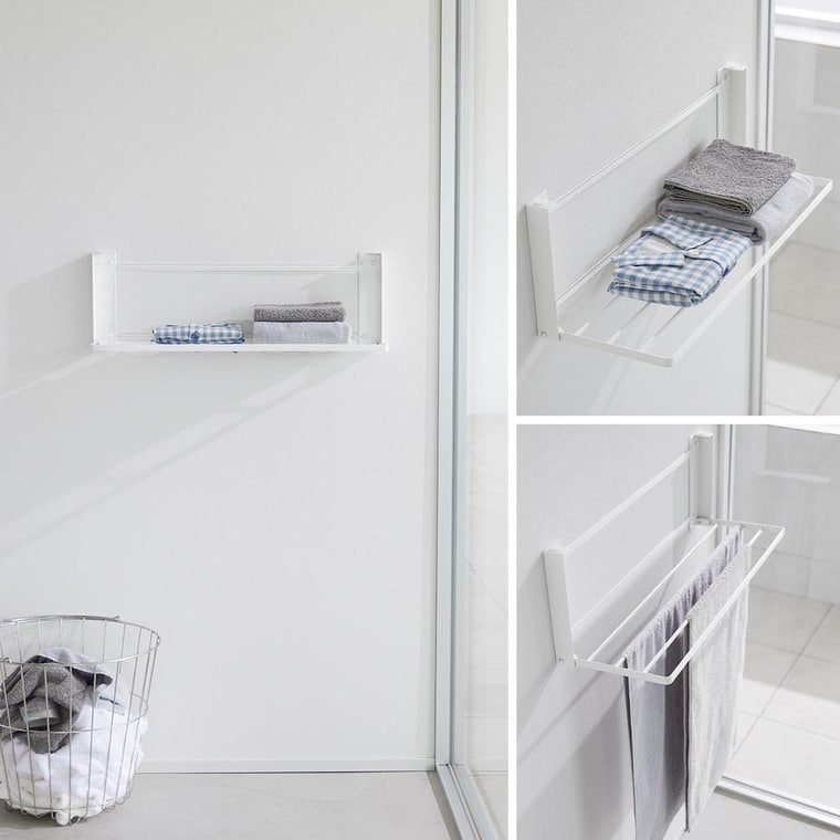 ウォール折り畳みバスタオルラック タワー 石こうボード壁対応 山崎実業 公式 tower 1941 1942 ホワイト ブラック / 送料無料