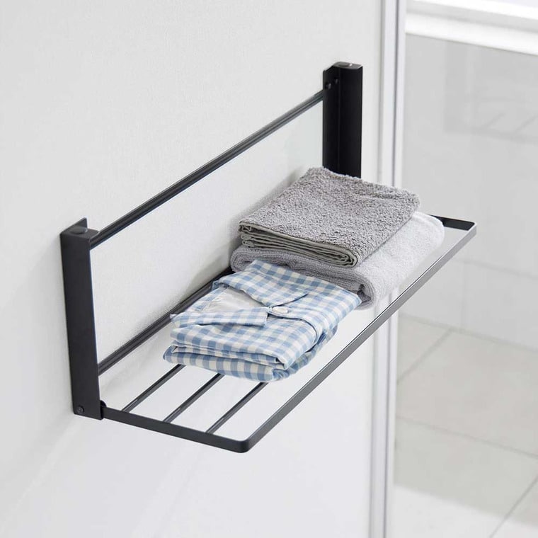 ウォール折り畳みバスタオルラック タワー 石こうボード壁対応 山崎実業 公式 tower 1941 1942 ホワイト ブラック / 送料無料