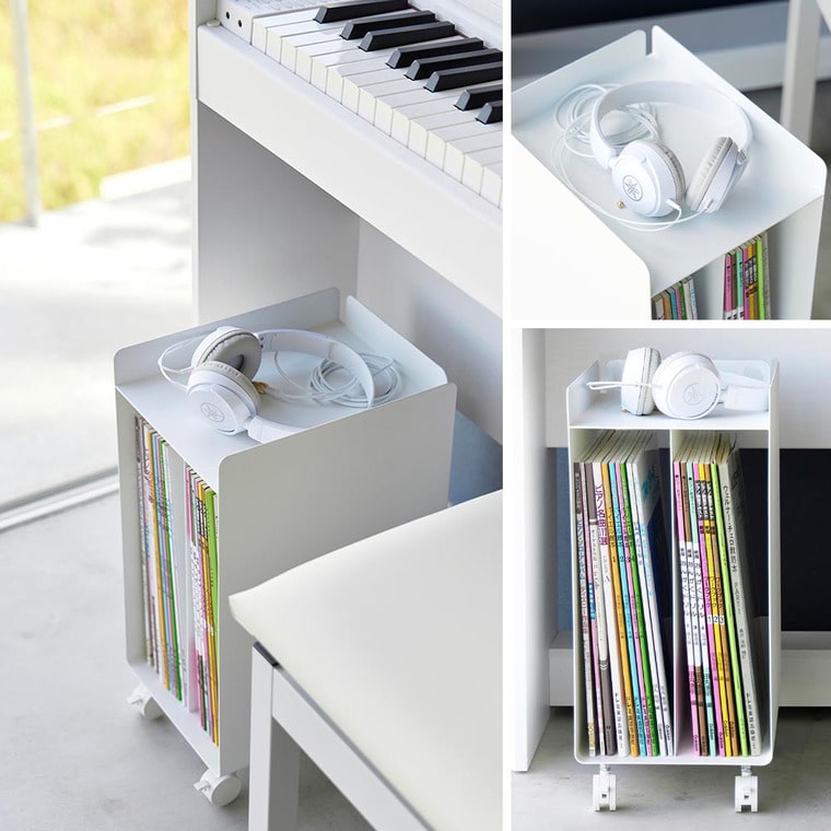 ピアノ下楽譜収納ワゴン タワー 山崎実業 公式 tower 1959 1960 ホワイト ブラック / キャスター付き 送料無料