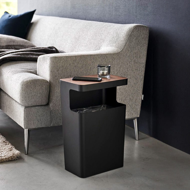 (土・日発送可) 天板付きトラッシュカン リン 角型 山崎実業 公式 RIN ゴミ箱 1981 1982 ブラウン ナチュラル / 送料無料