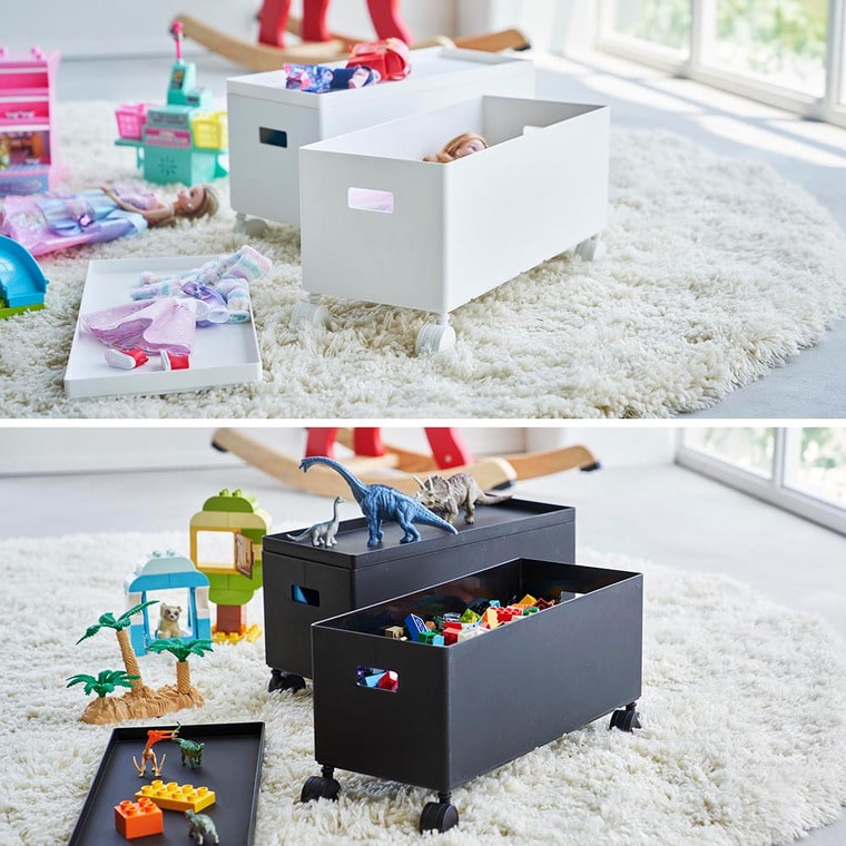 (土・日発送可) 蓋付き収納ボックスワゴン タワー S 山崎実業 公式 tower 収納 4554 4555 ホワイト ブラック / 6L 収納ボックス 送料無料