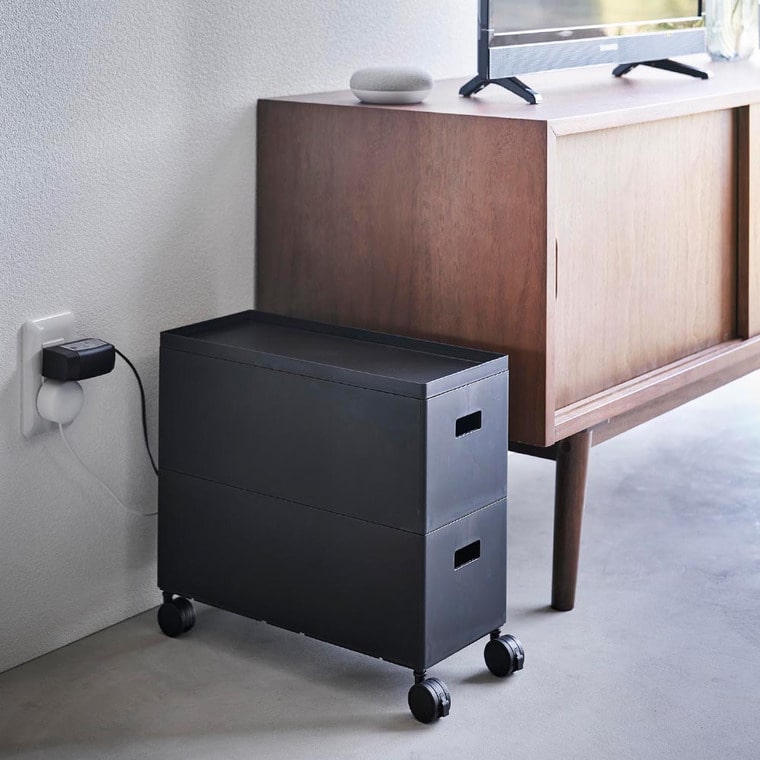 (土・日発送可) 蓋付き収納ボックスワゴン タワー S 山崎実業 公式 tower 収納 4554 4555 ホワイト ブラック / 6L 収納ボックス 送料無料