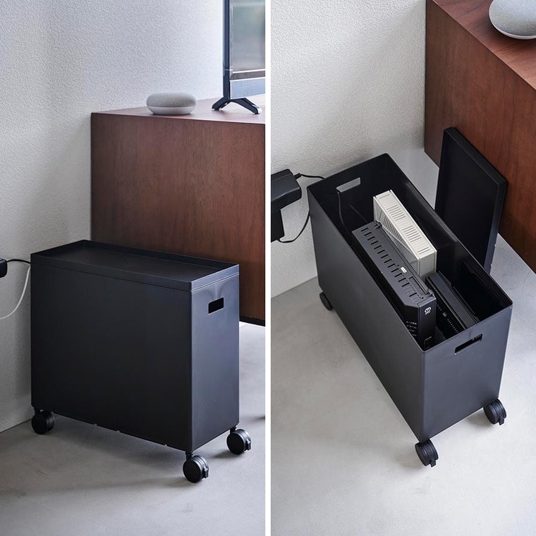 （土・日発送可） 蓋付き収納ボックスワゴン タワー L 山崎実業 公式 tower 収納 4556 4557 ホワイト ブラック / 12L 収納ボックス 送料無料