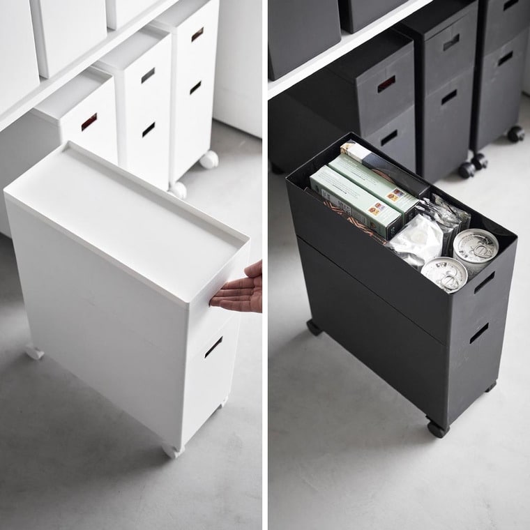 （土・日発送可） 蓋付き収納ボックスワゴン用追加ボックス タワー L 山崎実業 公式 tower 収納 1969 1970 ホワイト ブラック / 12L 収納ボックス