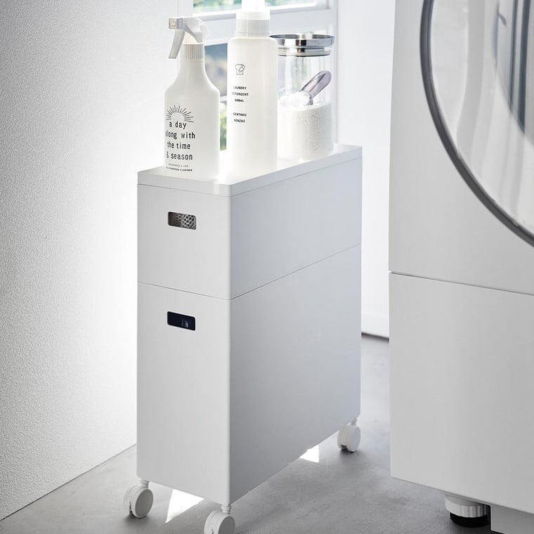 （土・日発送可） 蓋付き収納ボックスワゴン用追加ボックス タワー L 山崎実業 公式 tower 収納 1969 1970 ホワイト ブラック / 12L 収納ボックス