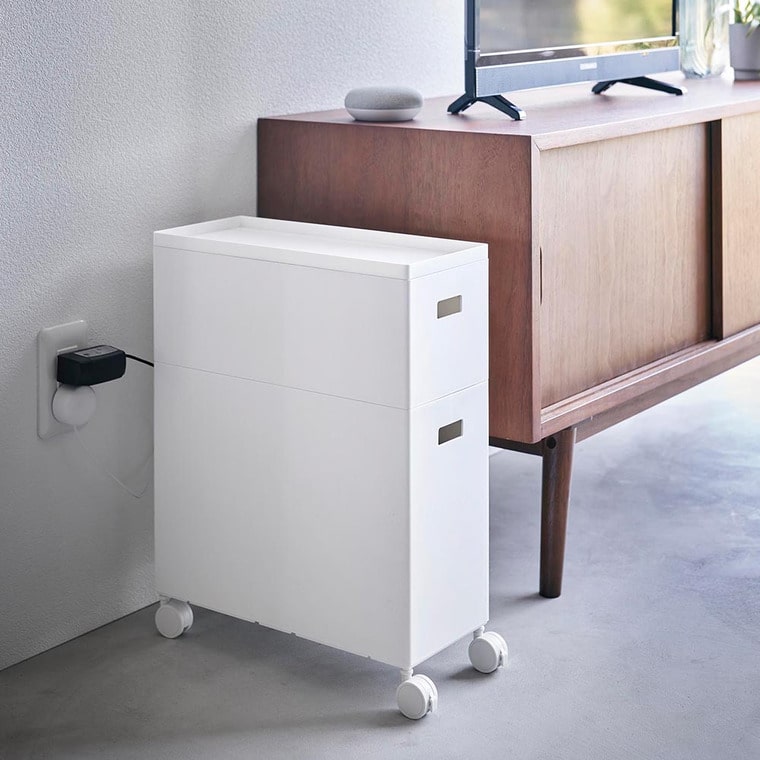 （土・日発送可） 蓋付き収納ボックスワゴン用追加ボックス タワー L 山崎実業 公式 tower 収納 1969 1970 ホワイト ブラック / 12L 収納ボックス