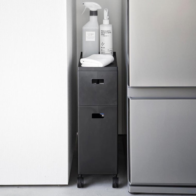 （土・日発送可） 蓋付き収納ボックスワゴン用追加ボックス タワー L 山崎実業 公式 tower 収納 1969 1970 ホワイト ブラック / 12L 収納ボックス