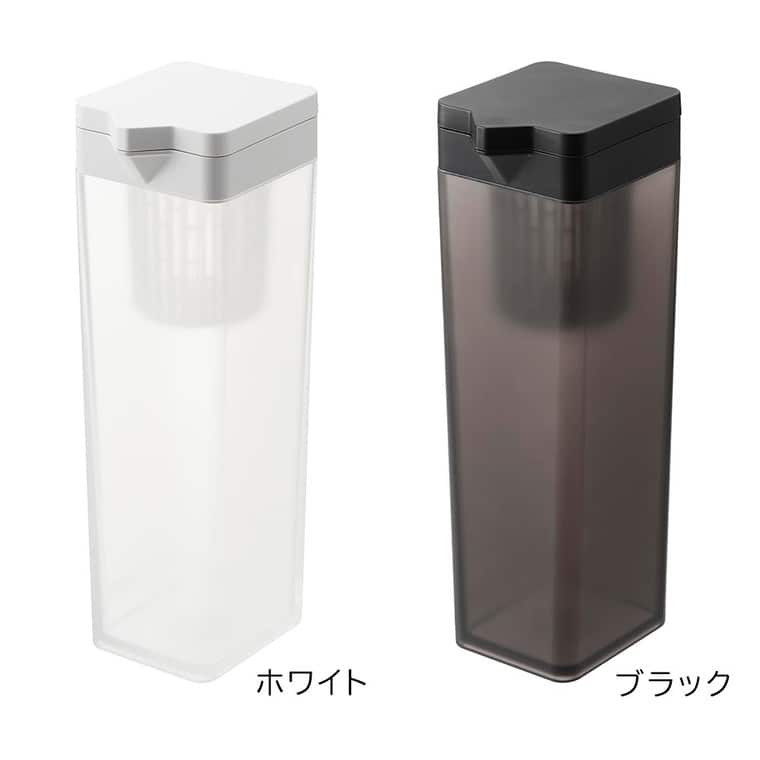 （土・日発送可） 倒して置ける冷水筒 タワー ティーバッグ入れ付き 山崎実業 公式 tower 1749 1750 ホワイト ブラック / 冷蔵庫内 収納 1.2L 送料無料