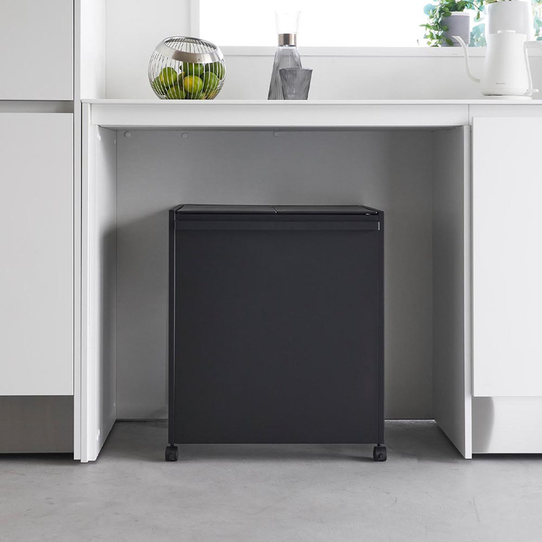 [ 蓋付き目隠し分別ダストワゴン タワー 45L 2分別 ] 山崎実業 公式 tower 1820 1821 ホワイト ブラック / キッチン ゴミ箱 分別 45リットル 分別ゴミ箱 ふた付き キャスター付き 45L