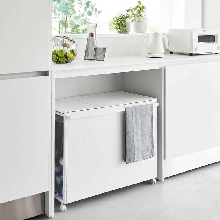 [ 蓋付き目隠し分別ダストワゴン タワー 45L 3分別 ] 山崎実業 公式 tower 1822 1823 ホワイト ブラック / キッチン ゴミ箱 分別 45リットル 分別ゴミ箱 ふた付き キャスター付き 45L