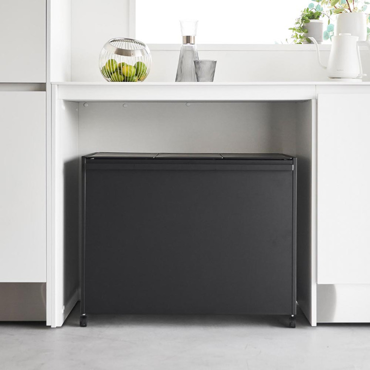 [ 蓋付き目隠し分別ダストワゴン タワー 45L 3分別 ] 山崎実業 公式 tower 1822 1823 ホワイト ブラック / キッチン ゴミ箱 分別 45リットル 分別ゴミ箱 ふた付き キャスター付き 45L