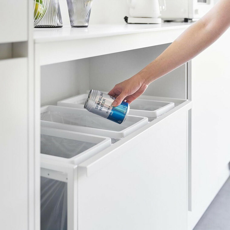 [ 目隠し分別ダストワゴン タワー 45L 3分別 ] 山崎実業 公式 tower 1826 1827 白 黒 / キッチン ゴミ箱 分別 45リットル 分別ゴミ箱 おしゃれ キャスター付き 45L おしゃれなゴミ箱