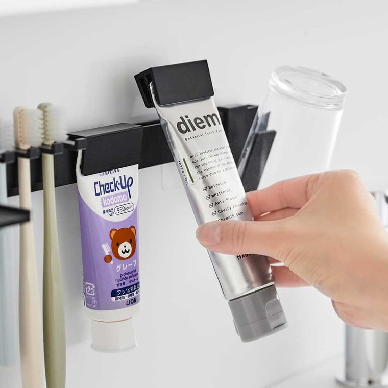 （土・日発送可） フィルムフック歯ブラシ&歯磨き用品収納セット タワー 山崎実業 公式 tower 1879 1880 ホワイト ブラック / 送料無料