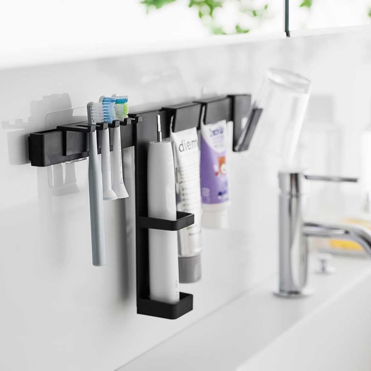 （土・日発送可） フィルムフック電動歯ブラシ&歯磨き用品収納セット タワー 山崎実業 公式 tower 1881 1882 ホワイト ブラック / 送料無料