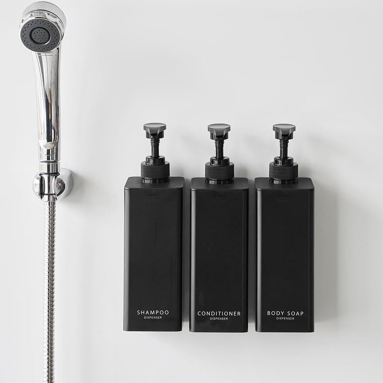 たっぷり洗剤が出るマグネットディスペンサー タワー 3本セット 山崎実業 公式 お風呂 tower 1532 1533 1534 1535 1536 1537 ホワイト ブラック 送料無料