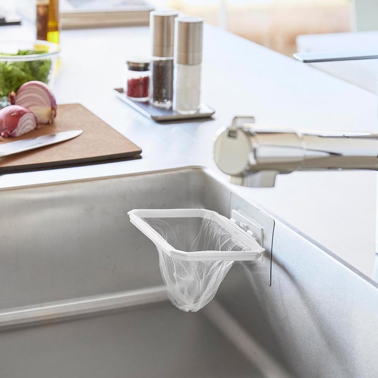 (土・日発送可) フィルムフック折りたためる水切りネットホルダー タワー 山崎実業 公式 tower キッチン 1566 1567 ホワイト ブラック
