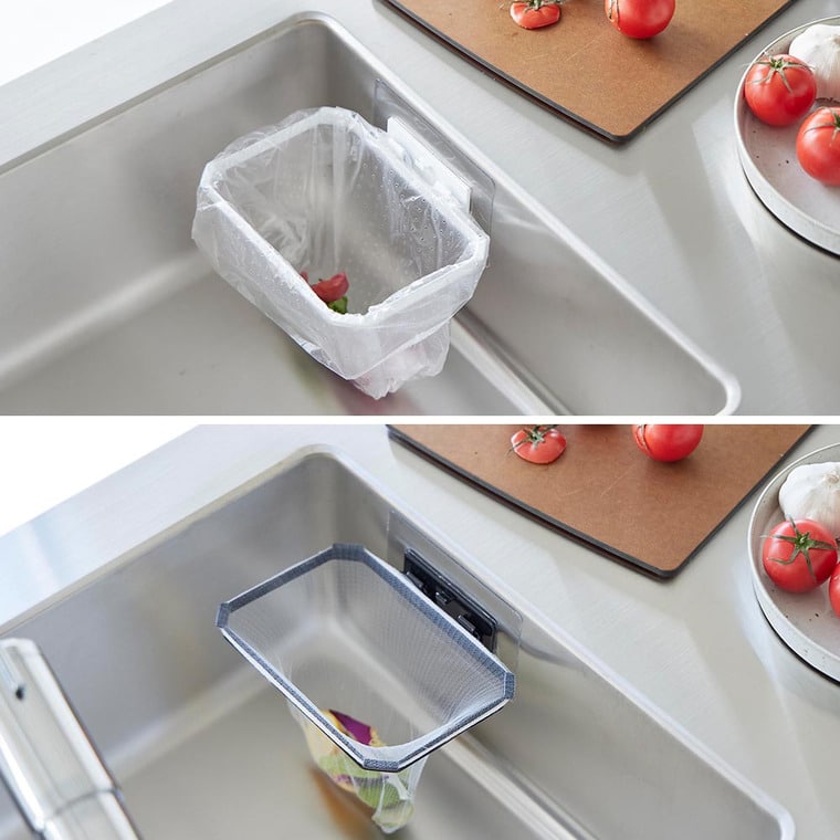 (土・日発送可) フィルムフック折りたためる水切りネットホルダー タワー 山崎実業 公式 tower キッチン 1566 1567 ホワイト ブラック