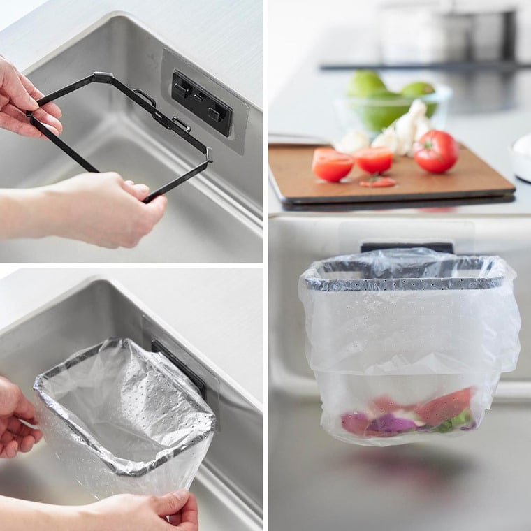 (土・日発送可) フィルムフック折りたためる水切りネットホルダー タワー 山崎実業 公式 tower キッチン 1566 1567 ホワイト ブラック