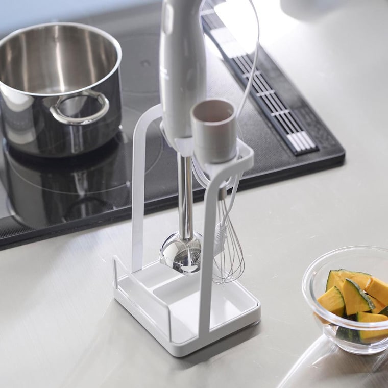 （土・日発送可） トレー付き鍋蓋&ハンドブレンダースタンド タワー 山崎実業 公式 キッチン tower 1614 1615 ホワイト ブラック