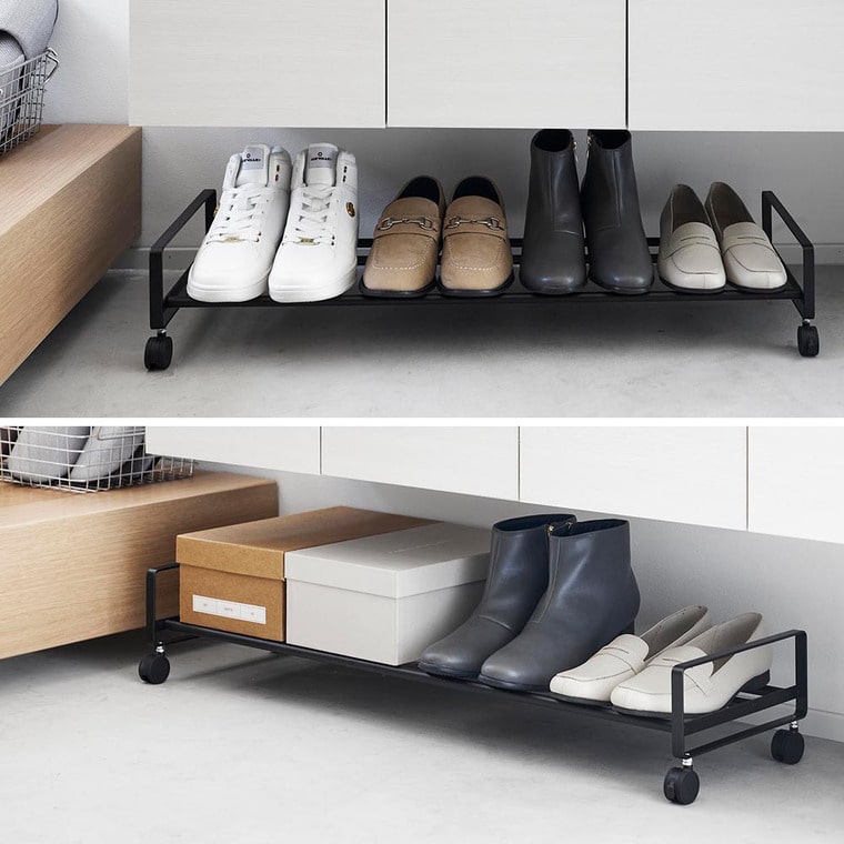 （土・日発送可） 引き出せるキャスター付きシューズラック タワー 山崎実業 公式 tower 1622 1623 ホワイト ブラック / 送料無料