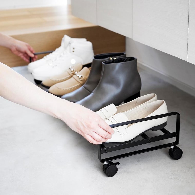（土・日発送可） 引き出せるキャスター付きシューズラック タワー 山崎実業 公式 tower 1622 1623 ホワイト ブラック / 送料無料
