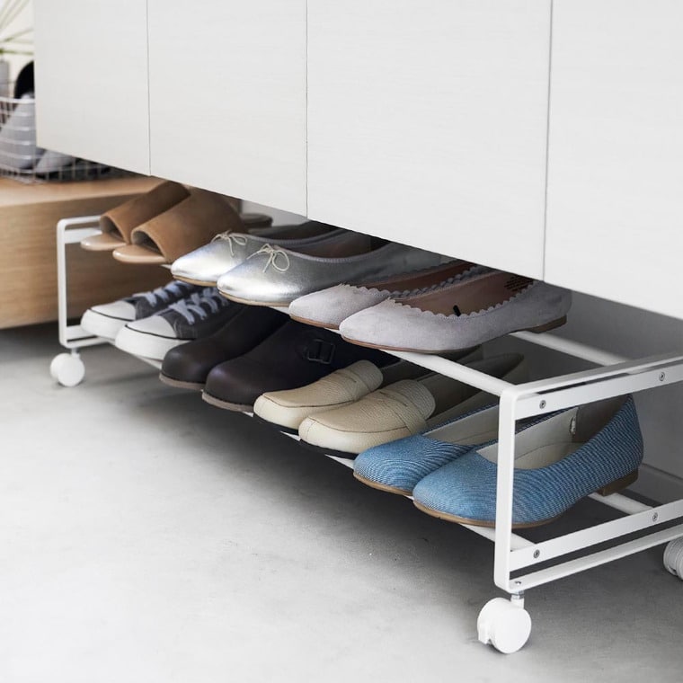 （土・日発送可） 引き出せるキャスター付きシューズラック タワー 2段 山崎実業 公式 tower 1624 1625ホワイト ブラック 送料無料