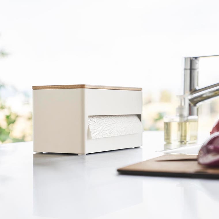 片手でカット 隠せるキッチンペーパーホルダー リン S 山崎実業 RIN 1642 1643 ブラウン ナチュラル / 送料無料