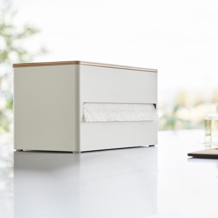 片手でカット 隠せるキッチンペーパーホルダー リン L 山崎実業 RIN 1644 1645 ブラウン ナチュラル / 送料無料