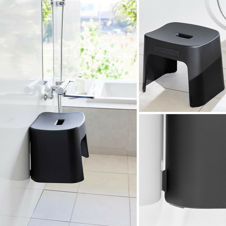 [ 洗いやすいマグネット風呂イス タワー SH26 ] 山崎実業 公式 tower 26cm 1651 1652 白 黒 / バスチェア 風呂 イス 風呂椅子 お風呂 バスルーム マグネット 風呂用椅子 浮かせる収納