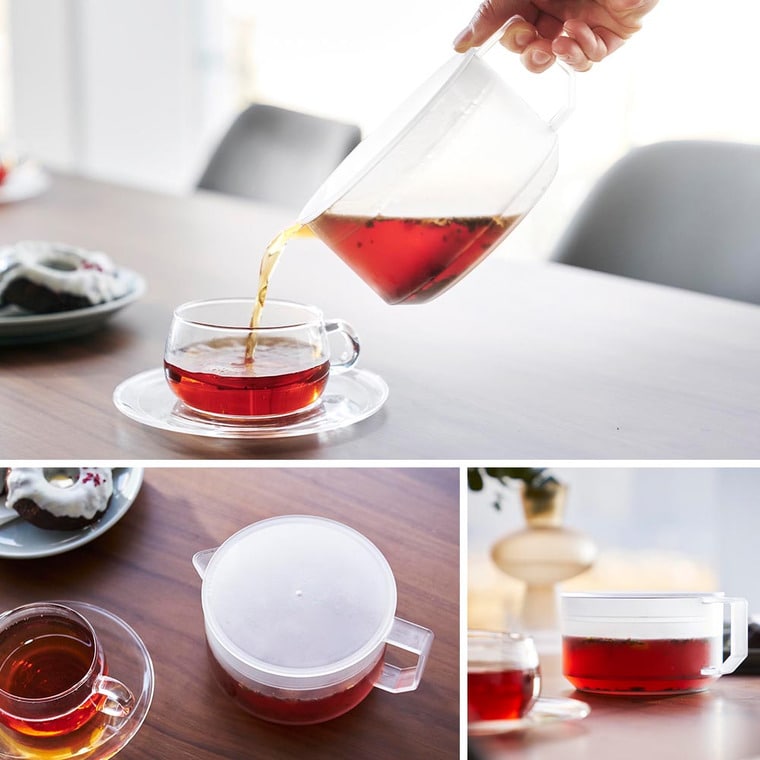 (土・日発送可) ティーポット タワー 山崎実業 公式 tower 1672 1673 ホワイト ブラック / 600ml 耐熱プラスチック クリア 食洗機対応 電子レンジ対応