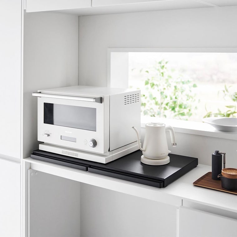 キッチン家電下スライドテーブル タワー W80 山崎実業 公式 tower 1684 1685 ホワイト ブラック / 幅80cm レンジ下 送料無料