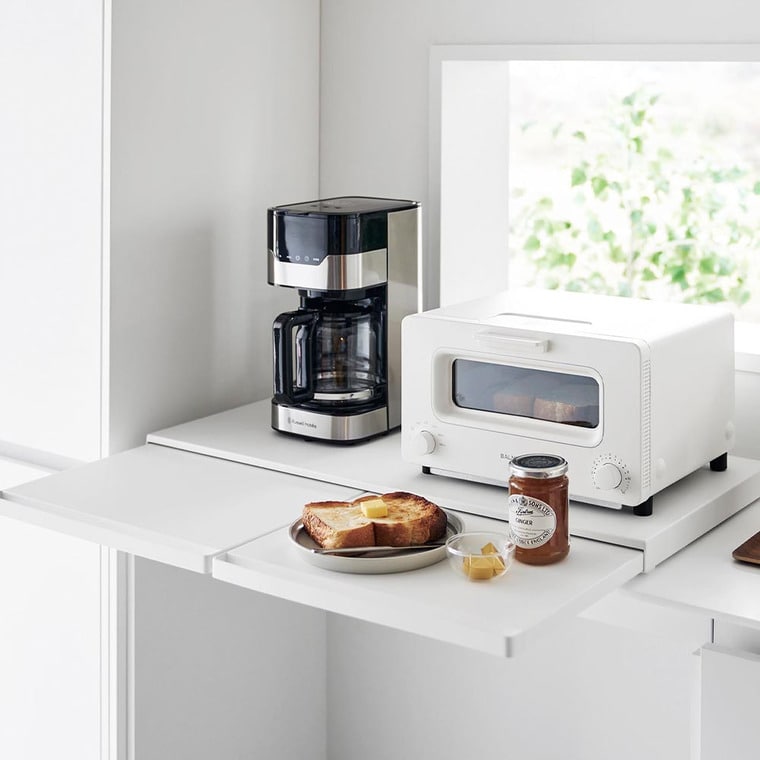 キッチン家電下スライドテーブル タワー W80 山崎実業 公式 tower 1684 1685 ホワイト ブラック / 幅80cm レンジ下 送料無料