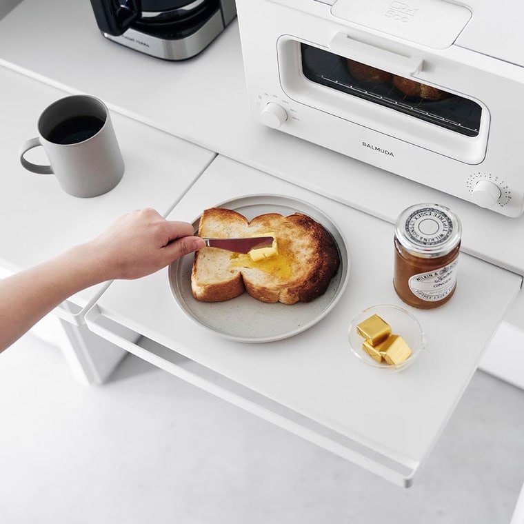 キッチン家電下スライドテーブル タワー W80 山崎実業 公式 tower 1684 1685 ホワイト ブラック / 幅80cm レンジ下 送料無料