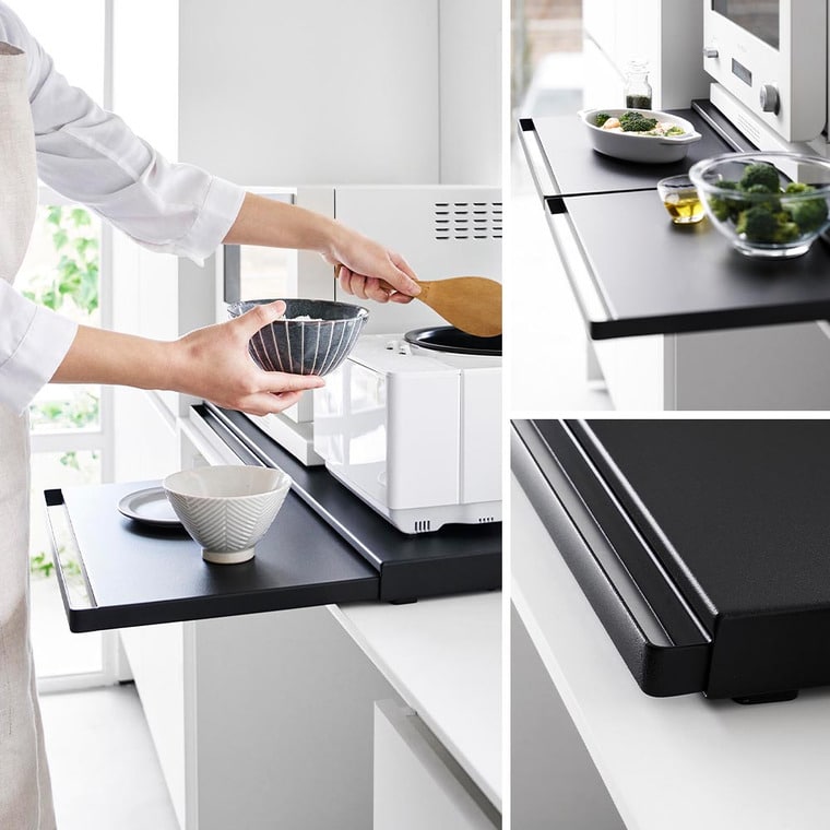 キッチン家電下スライドテーブル タワー W80 山崎実業 公式 tower 1684 1685 ホワイト ブラック / 幅80cm レンジ下 送料無料