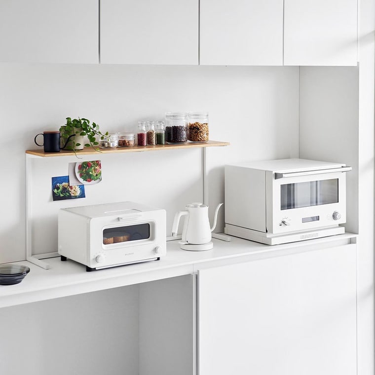 （土・日発送可） キッチンカウンター上棚 タワー 山崎実業 公式 キッチン tower 1692 1693 ホワイト ブラック / 幅90cm レンジ上ラック 送料無料