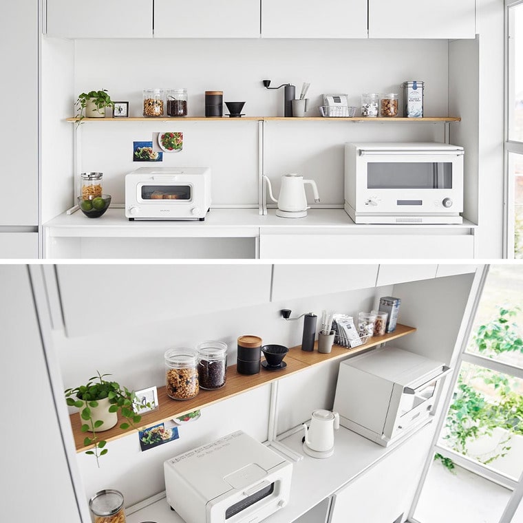 （土・日発送可） キッチンカウンター上棚 タワー 山崎実業 公式 キッチン tower 1692 1693 ホワイト ブラック / 幅90cm レンジ上ラック 送料無料