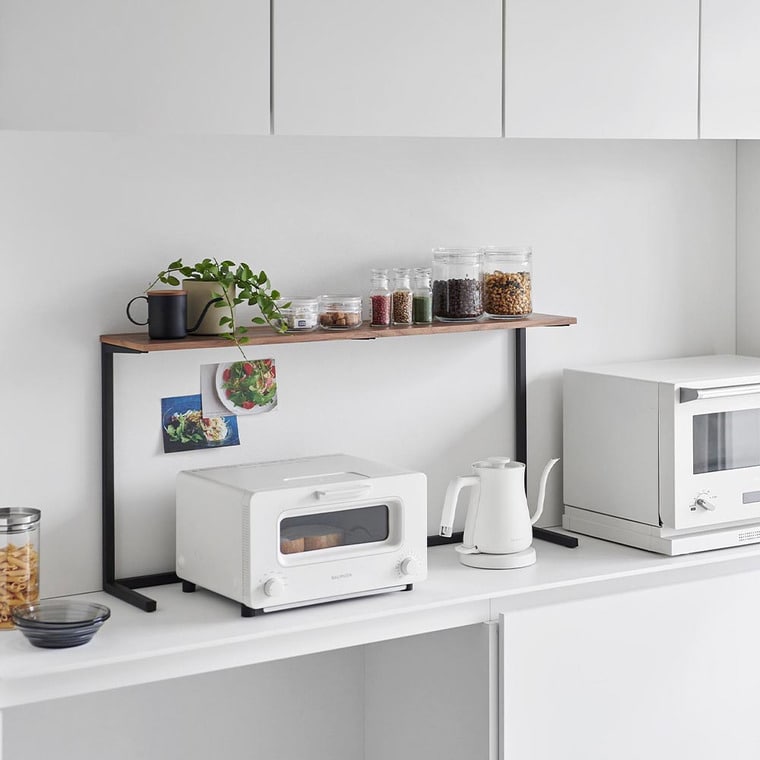 （土・日発送可） キッチンカウンター上棚 タワー 山崎実業 公式 キッチン tower 1692 1693 ホワイト ブラック / 幅90cm レンジ上ラック 送料無料